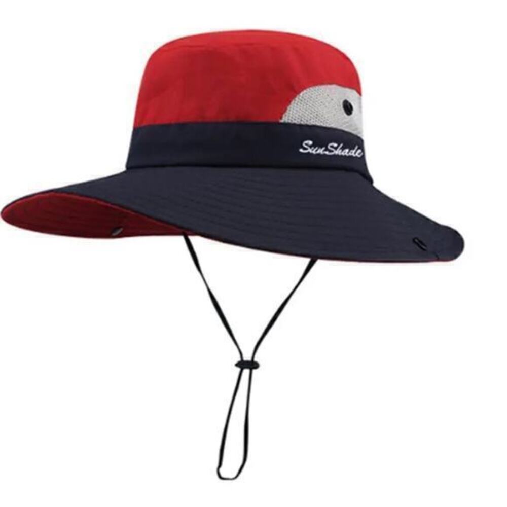 New kid’s ponytail sun hat red